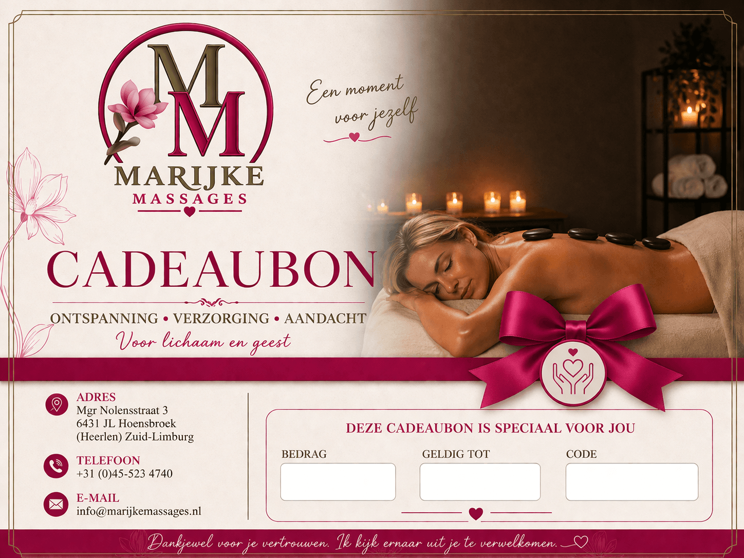 Cadeaubon Marijke Massages Hoensbroek